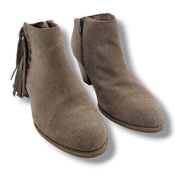 Vionic Faros Fringed Bootie Womens‎ 8.5 Brown Suede Ankle Zipper - Picture 2 of 9